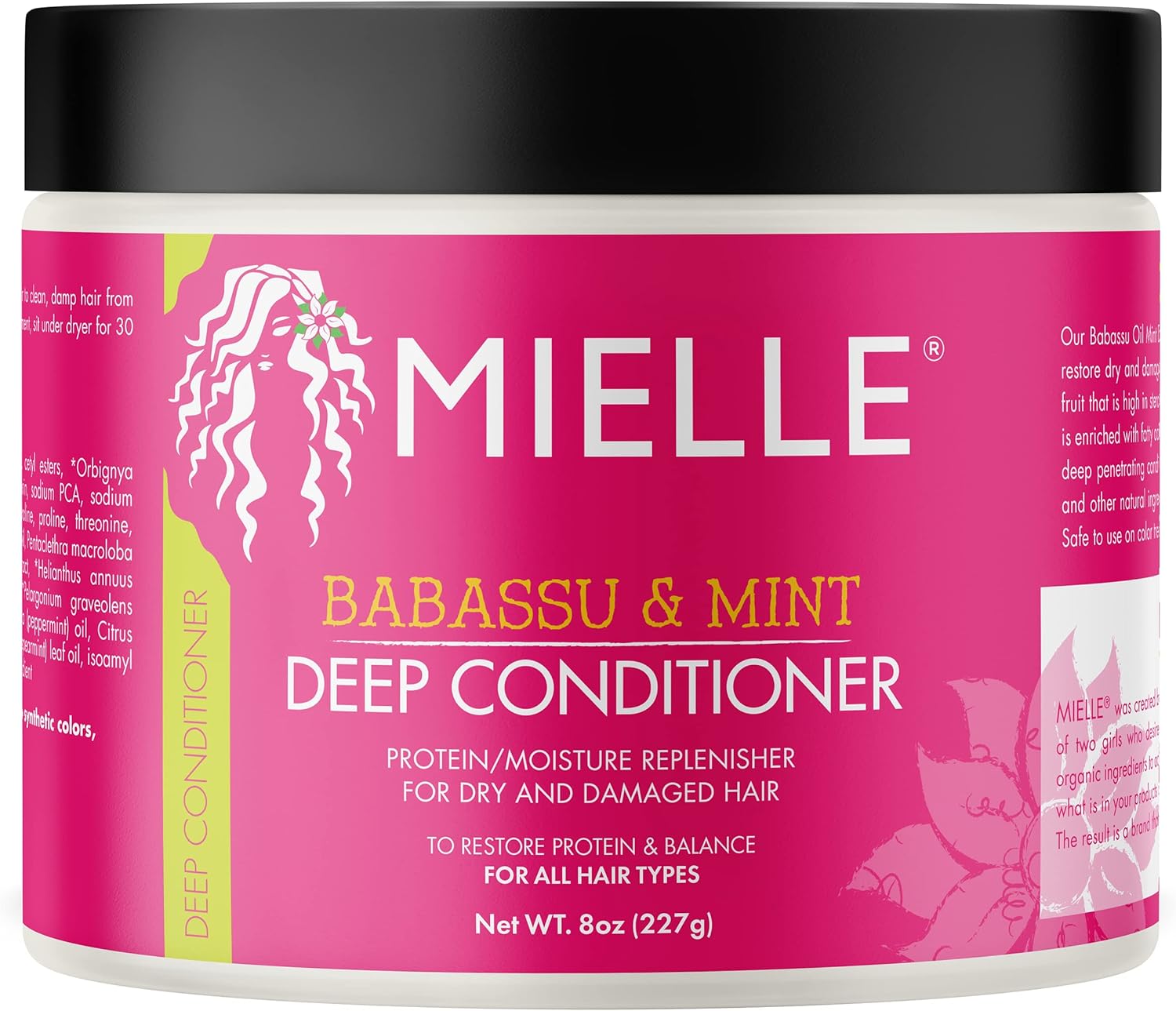 Mielle Organics Babassu  Mint Deep Conditioner with Protein, Moisturizing  Conditioning Deep Treatment, Hydrating Repair for Dry, Damaged,  Frizzy Hair, 8-Ounces