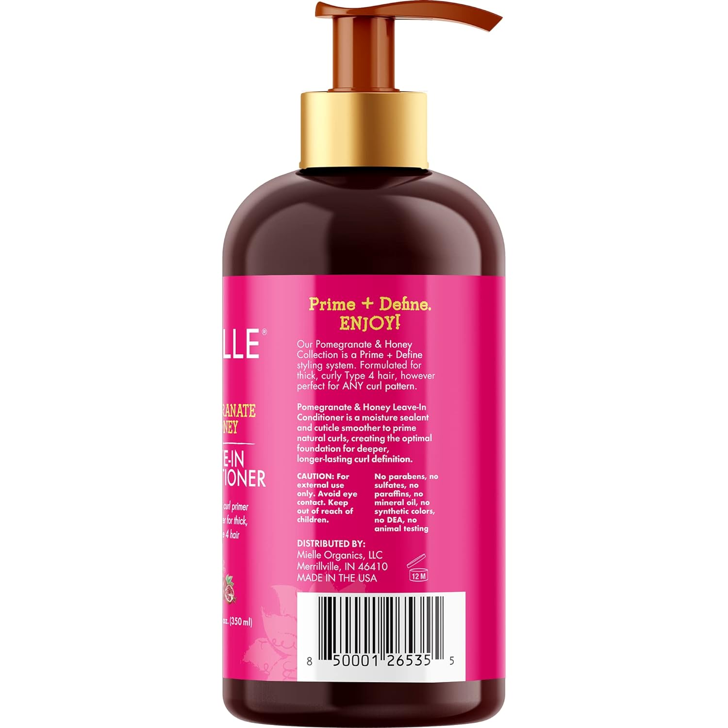 Mielle Organics Pomegranate  Honey Leave-In Conditioner, Moisturizing Curl Primer and Detangler, Repair Damage and Prevent Frizz, Treatment For Thick Curly Hair Type 4 Hair, 12-Fluid Ounces