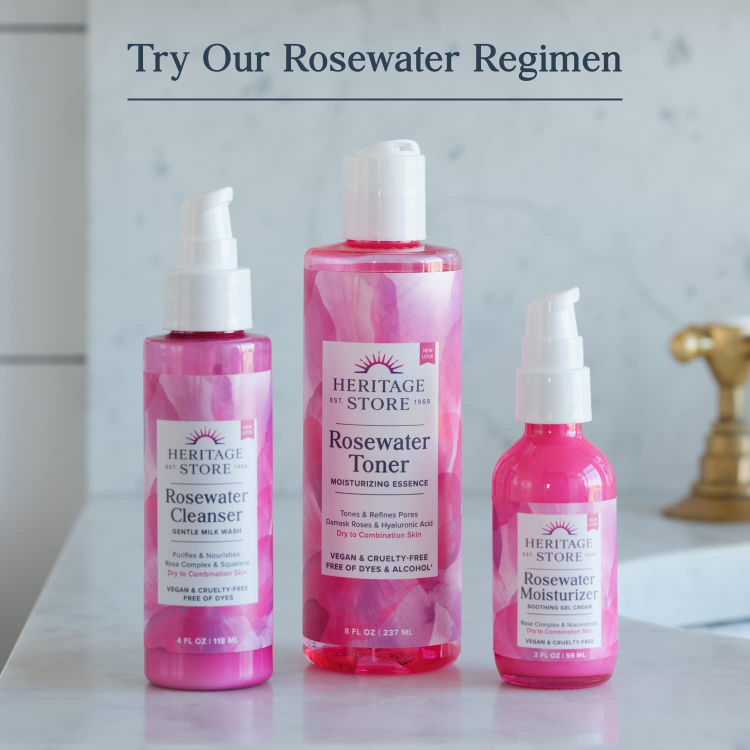 Heritage Store Rosewater, Hydrating Formula for Skin  Hair, No Dyes or Alcohol, Vegan 8oz