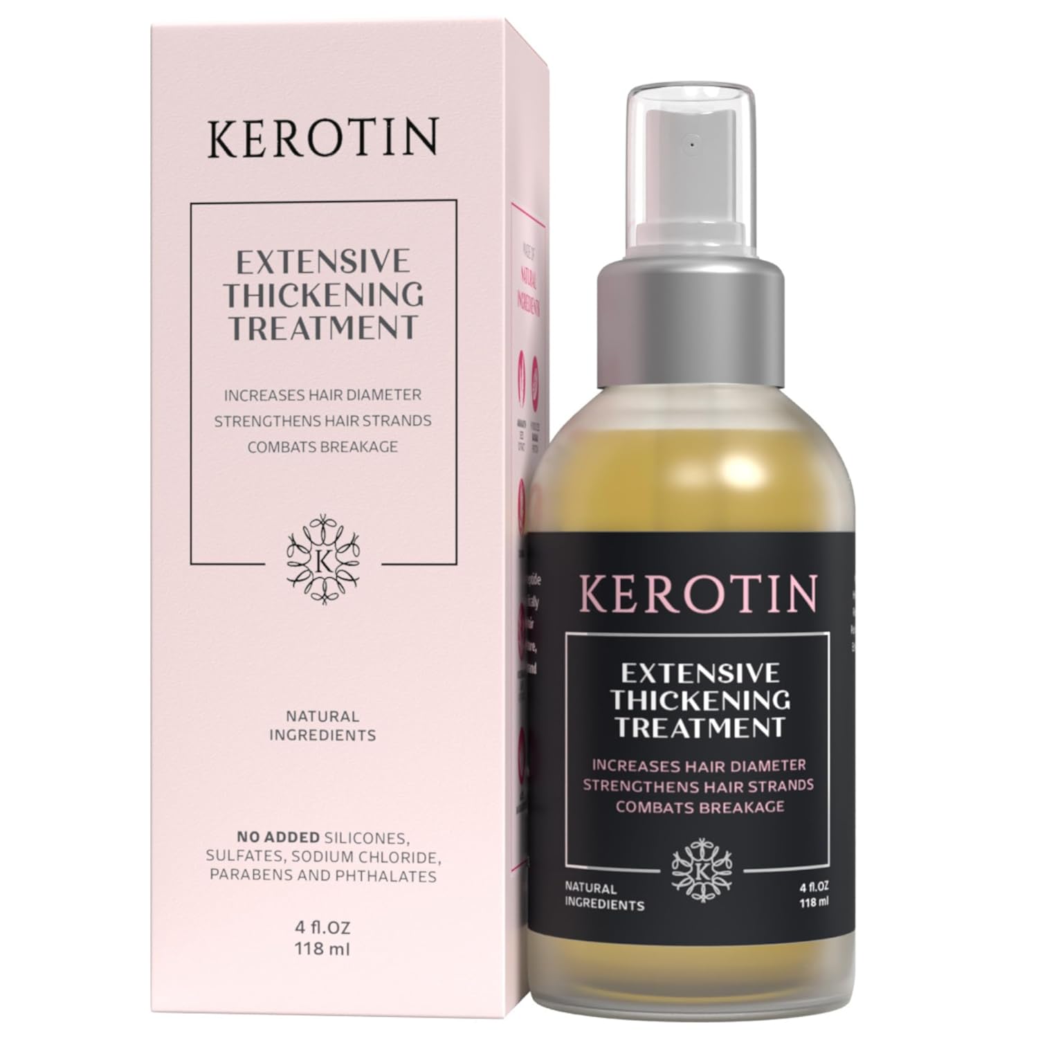 Kerotin Hair Thickening Spray with Keratin for Fine  Thin Hair Growth in Women, Heat Protectant, Repair Mist for Volume, Body  Shine, Diameter Booster, Natural, Sulfate  Cruelty Free, Made in USA