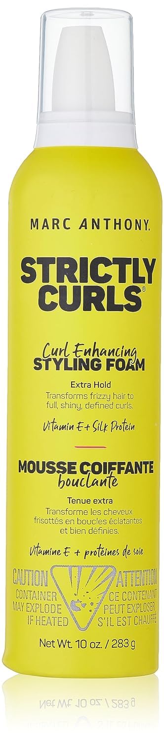 Marc Anthony Strictly Curl Enhancing Styling Foam , Extra Hold - Vitamin E  Silk Proteins Transforms Frizzy Hair to Full , Shiny , Defined Curls - Sulfate-Free Anti-Frizz Styling Mousse Product